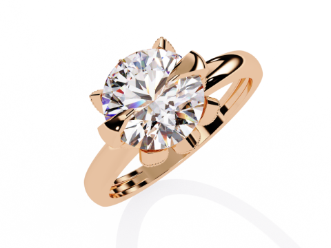 Printable 3D jewelry model of Solitaire Lady Ring with Diamond 3D Модель