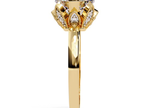 Printable 3D jewelry model of Solitaire Lady Ring with Diamond Model 3D