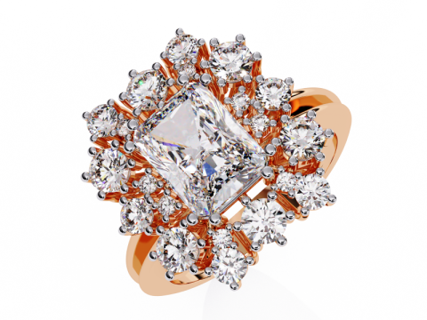 Printable 3D jewelry model of Solitaire Lady Ring with Diamond 3D मॉडल
