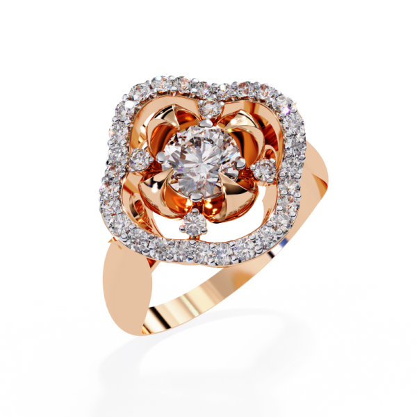 Printable 3D jewelry model of Solitaire Lady Ring with Diamond Modèle 3D .c4d .max .obj .3ds .fbx .stl .blend 