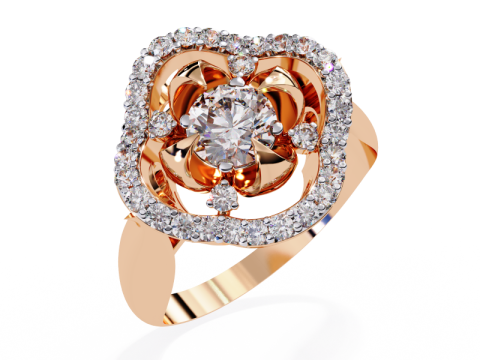 Printable 3D jewelry model of Solitaire Lady Ring with Diamond Modello 3D