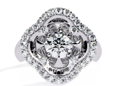 Printable 3D jewelry model of Solitaire Lady Ring with Diamond Modèle 3D
