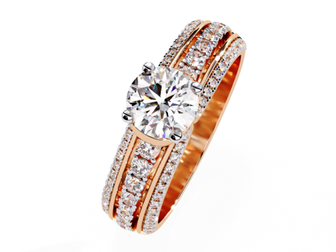 Printable 3D jewelry model of Solitaire Lady Ring with Diamond Modelo 3D