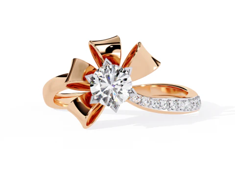 Model perhiasan 3D yang dapat dicetak dari Solitaire Lady Ring dengan Berlian Model 3D