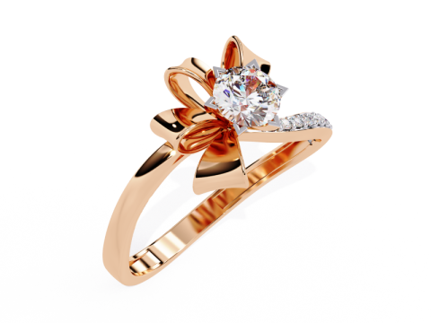Printable 3D jewelry model of Solitaire Lady Ring with Diamond 3D मॉडल
