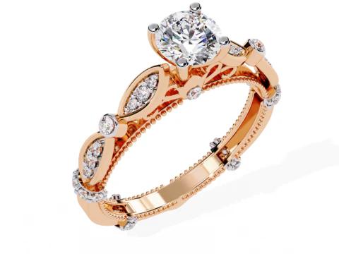 3D-модель ювелирного украшения Solitaire Lady Ring с бриллиантом для печати 3D Модель