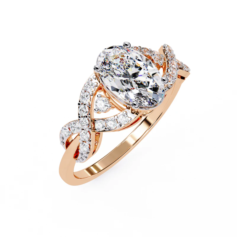 Printable 3D jewelry model of Solitaire Lady Ring with Diamond 3D Model .c4d .max .obj .3ds .fbx .stl .blend