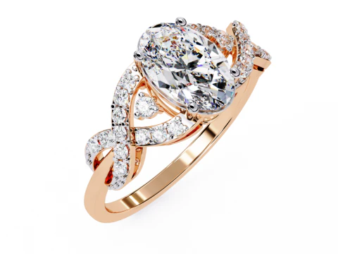 Printable 3D jewelry model of Solitaire Lady Ring with Diamond 3D Model