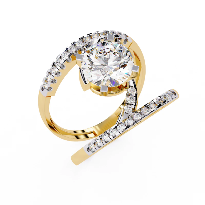 Printable 3D jewelry model of Solitaire Lady Ring with Diamond 3D Model .c4d .max .obj .3ds .fbx .stl .blend 