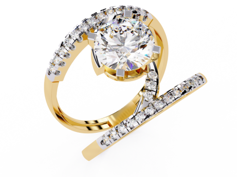 Printable 3D jewelry model of Solitaire Lady Ring with Diamond 3D मॉडल