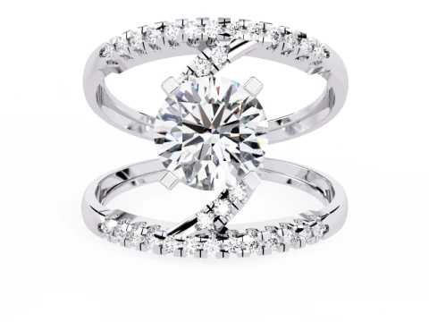 Printable 3D jewelry model of Solitaire Lady Ring with Diamond 3D Model