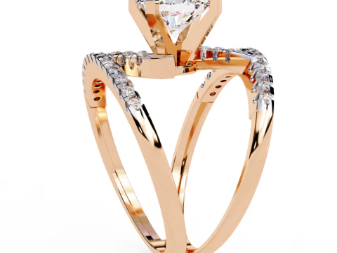Printable 3D jewelry model of Solitaire Lady Ring with Diamond 3D Model