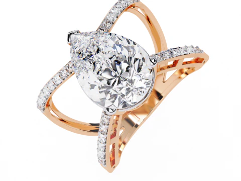 Modello di gioiello 3D stampabile di Solitaire Lady Ring con diamante Modello 3D