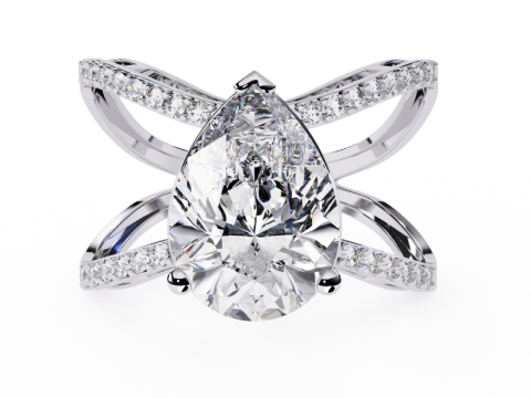 Printable 3D jewelry model of Solitaire Lady Ring with Diamond Model 3D