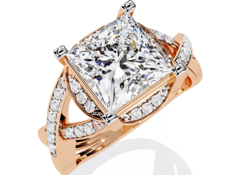Printable 3D jewelry model of Solitaire Lady Ring with Diamond 3D Model