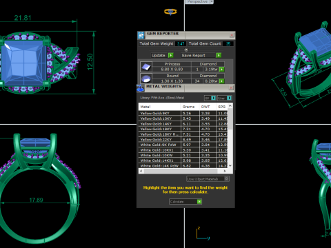 Printable 3D jewelry model of Solitaire Lady Ring with Diamond Modèle 3D