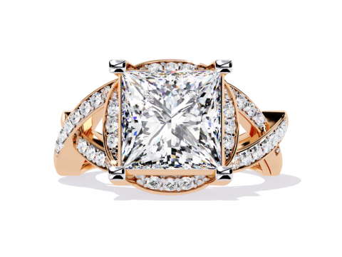 Printable 3D jewelry model of Solitaire Lady Ring with Diamond Modèle 3D