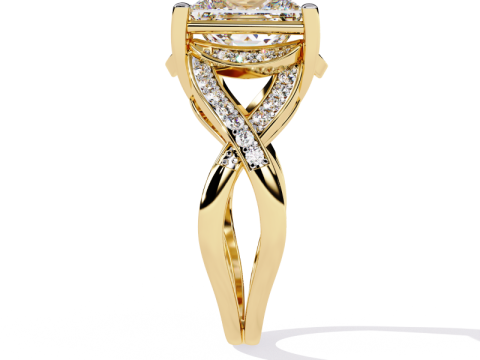 Printable 3D jewelry model of Solitaire Lady Ring with Diamond Modèle 3D