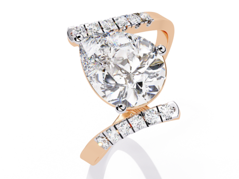 Printable 3D jewelry model of Solitaire Lady Ring with Diamond Model 3D