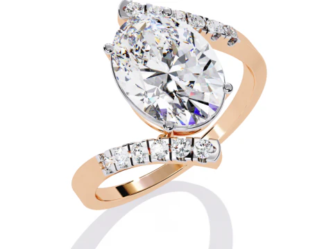 Тривимірна модель ювелірного виробу Solitaire Lady Ring з діамантом для друку 3D Модель