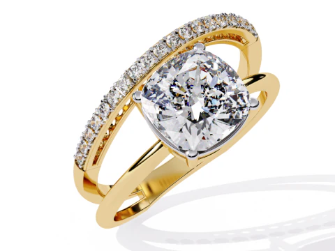 Modello di gioiello 3D stampabile di Solitaire Lady Ring con diamante Modello 3D