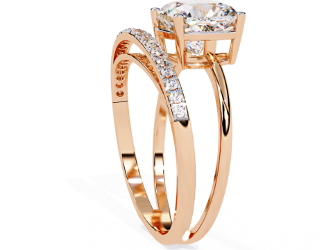 Printable 3D jewelry model of Solitaire Lady Ring with Diamond 3D 모델
