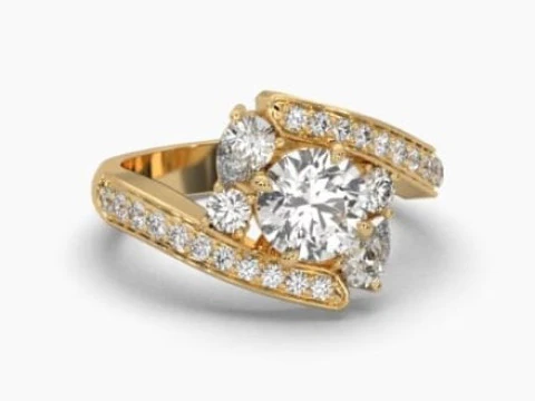 Modelo de joia 3D para impress&atilde;o de Solitaire Lady Ring com diamante Modelo 3D