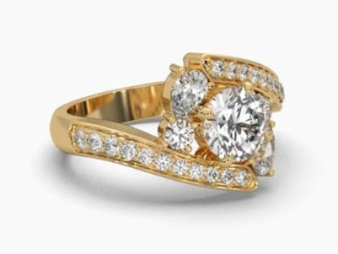 Printable 3D jewelry model of Solitaire Lady Ring with Diamond 3D Модель