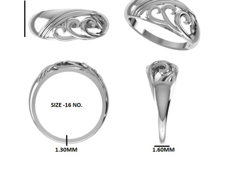 Printable 3D jewelry model of Solitaire Lady Ring with Diamond 3D Model