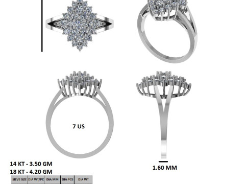 Printable 3D jewelry model of Solitaire Lady Ring with Diamond 3D Model