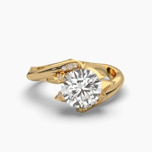 Printable 3D jewelry model of Solitaire Lady Ring with Diamond Modelo 3D .c4d .max .obj .3ds .fbx .stl .blend