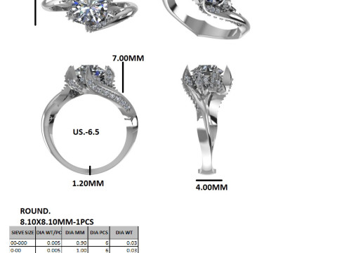 Printable 3D jewelry model of Solitaire Lady Ring with Diamond Modelo 3D