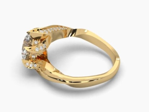 Printable 3D jewelry model of Solitaire Lady Ring with Diamond Modelo 3D