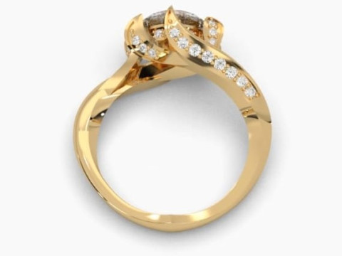 Printable 3D jewelry model of Solitaire Lady Ring with Diamond Modelo 3D