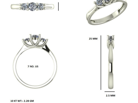 Printable 3D jewelry model of Solitaire Lady Ring with Diamond Model 3D