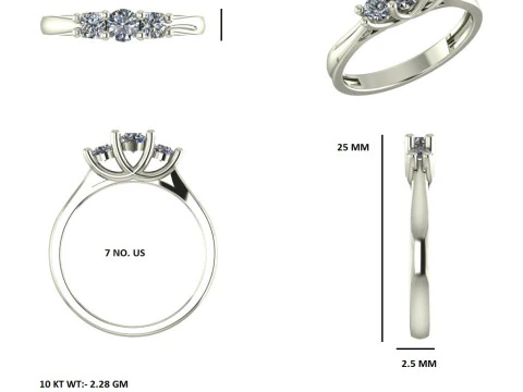 Printable 3D jewelry model of Solitaire Lady Ring with Diamond 3D Model