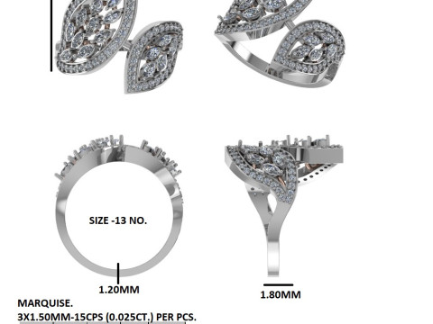 Printable 3D jewelry model of Solitaire Lady Ring with Diamond 3D Модель