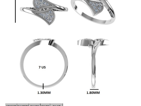 Printable 3D jewelry model of Solitaire Lady Ring with Diamond 3D Модель