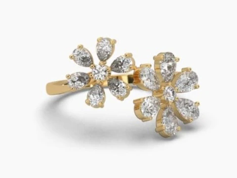 3D-модель ювелирного украшения Solitaire Lady Ring с бриллиантом для печати 3D Модель