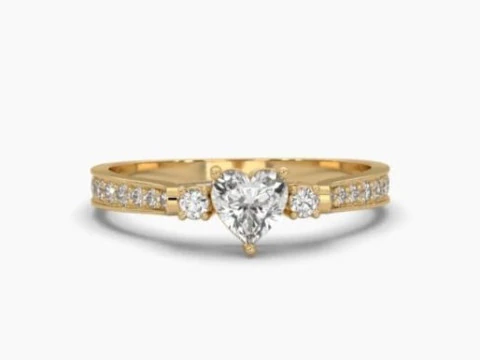 Printable 3D jewelry model of Solitaire Lady Ring with Diamond 3D Model