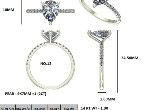 Printable 3D jewelry model of Solitaire Lady Ring with Diamond 3D Model