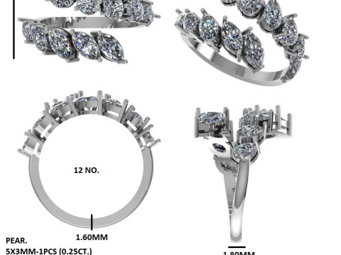 Printable 3D jewelry model of Solitaire Lady Ring with Diamond Model 3D