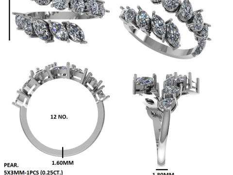 Printable 3D jewelry model of Solitaire Lady Ring with Diamond 3D Model