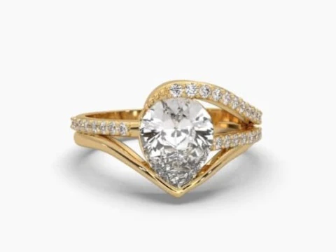 3D-модель ювелирного украшения Solitaire Lady Ring с бриллиантом для печати 3D Модель