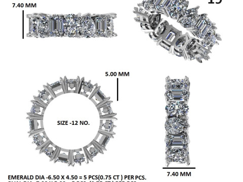 Printable 3D jewelry model of Solitaire Lady Ring with Diamond 3D Model