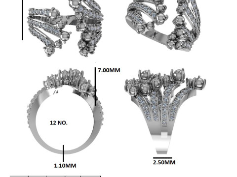 Printable 3D jewelry model of Solitaire Lady Ring with Diamond 3D Model