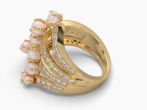 Printable 3D jewelry model of Solitaire Lady Ring with Diamond 3D Model