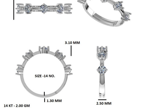 Printable 3D jewelry model of Solitaire Lady Ring with Diamond 3D Model