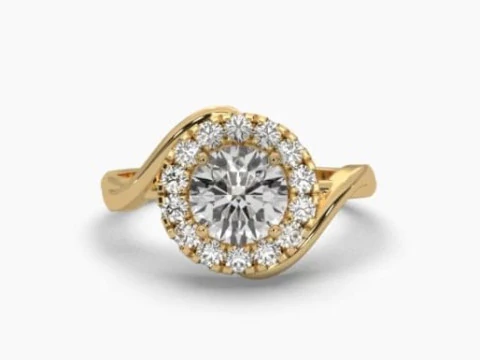 Modelo de joia 3D para impress&atilde;o de Solitaire Lady Ring com diamante Modelo 3D