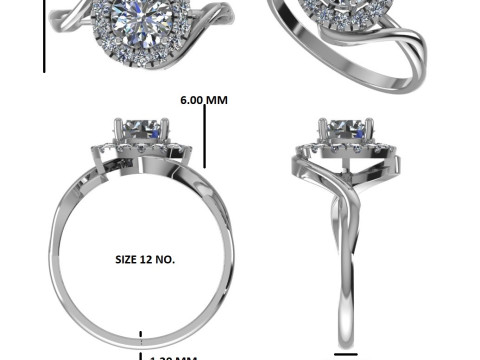 Printable 3D jewelry model of Solitaire Lady Ring with Diamond Modelo 3D